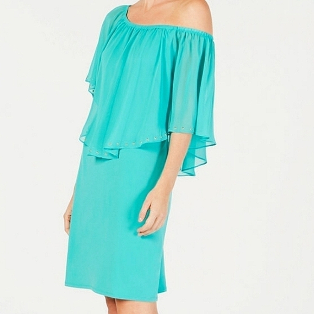 JM COLLECTION SIZE S PETITE GREEN SPRING SUMMER DRESS‎ BEACH VACATION